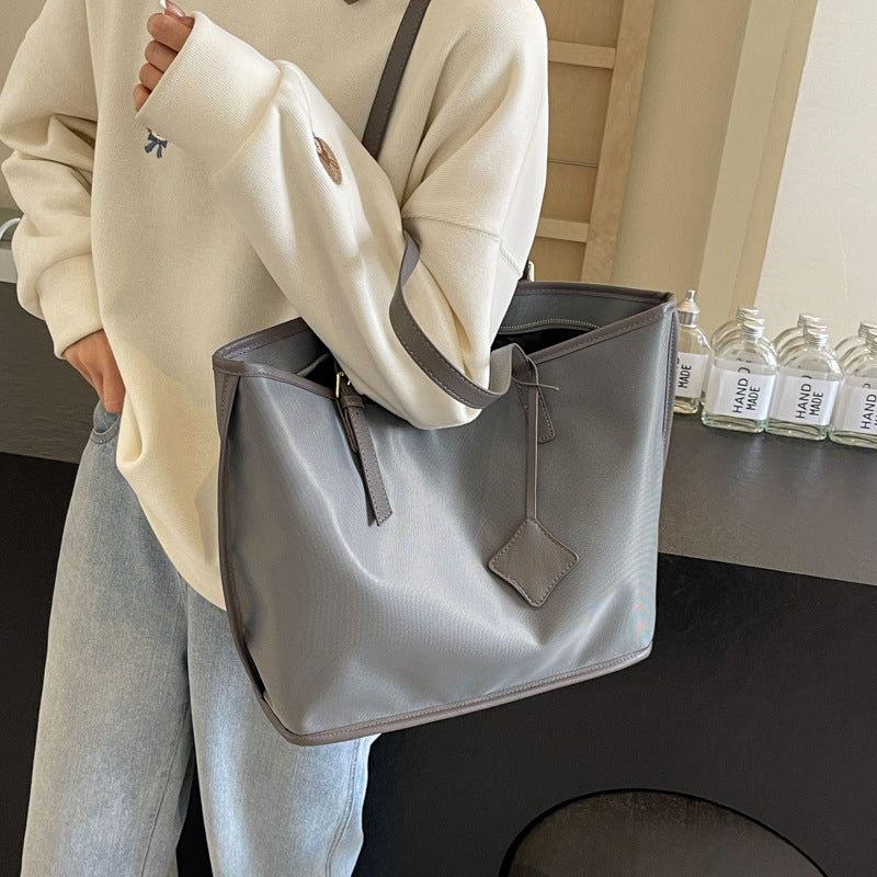 Grey New Large Capacity Tote Bag - Simple, Versatile Handbag for Casual Outings, Lightweight and Stylish - One Red Hill